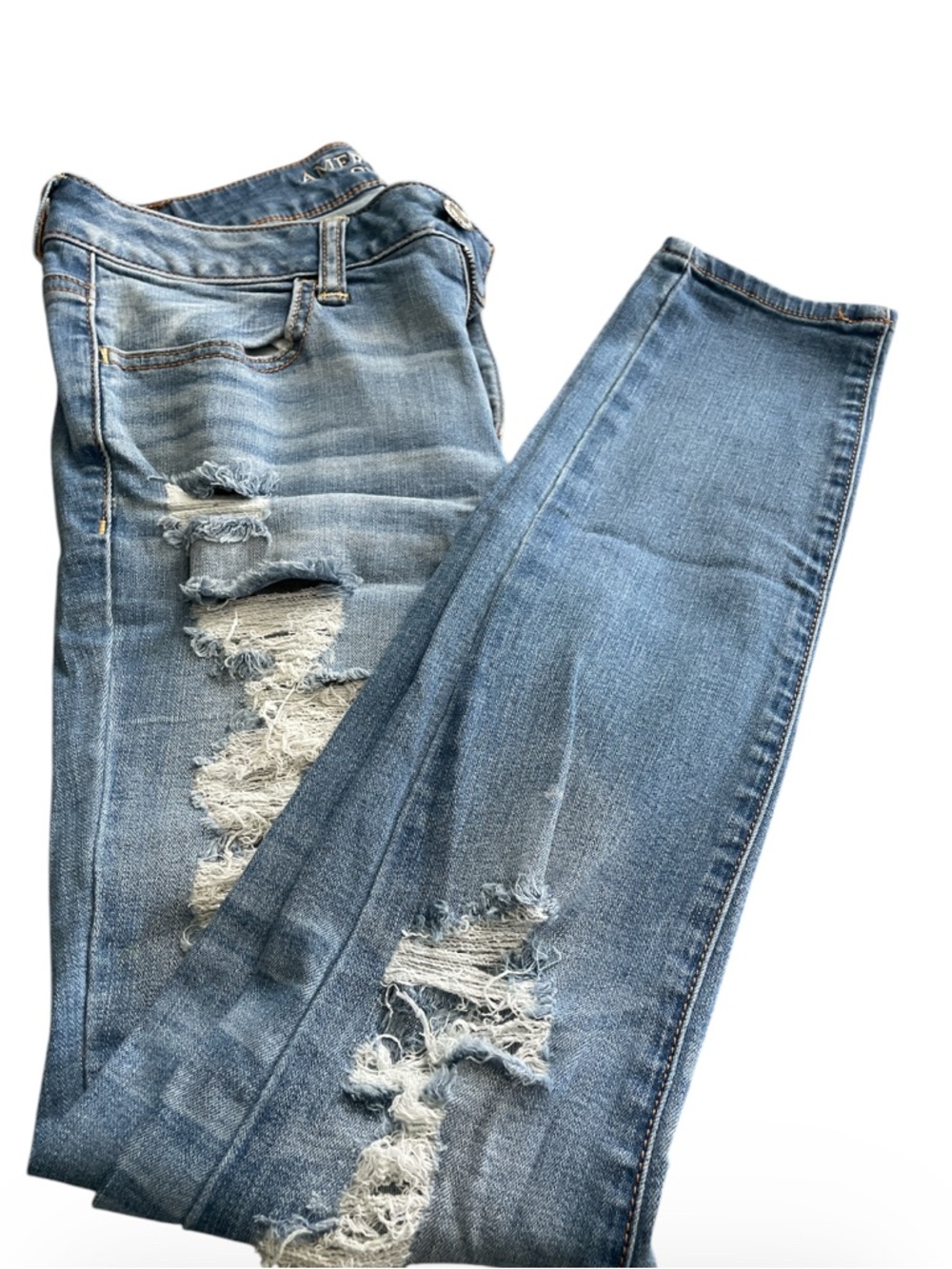 American Eagle Outfitters Light Blue Distressed Skinny Jeans
